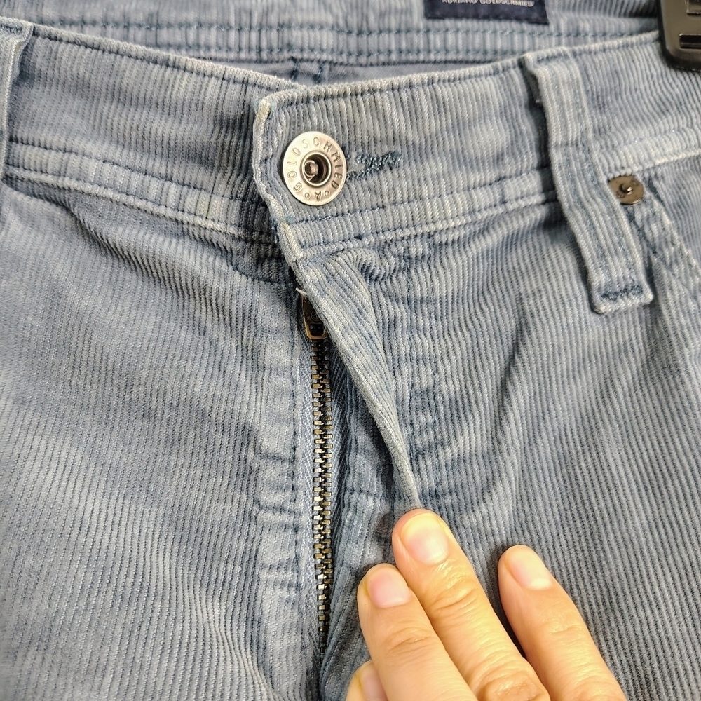 AG Adriano Goldschmied Tellis Modern Slim Light Blue Corduroy Jeans Sz 30x34 - Picture 7 of 16